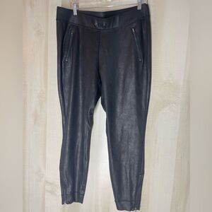Lane Bryant black faux leather‎ leggings pockets silver zippers, size 14/16